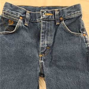 Wrangler Denim Jeans - Dark Blue with Brown Patch